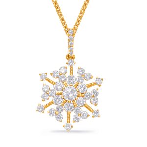 Yellow Gold Snowflake Diamond Pendant Yellow Gold Snowflake Diamond Pendant
