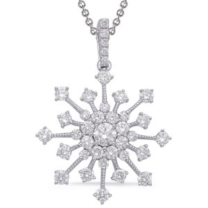 White Gold Snowflake Diamond Pendant White Gold Snowflake Diamond Pendant