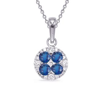 White Gold Sapphire & Diamond Pendant White Gold Sapphire & Diamond Pendant