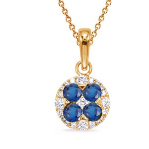 Yellow Gold Sapphire & Diamond Pendant Yellow Gold Sapphire & Diamond Pendant