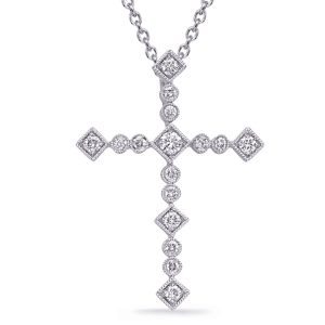 White Gold Diamond Cross Pendant White Gold Diamond Cross Pendant