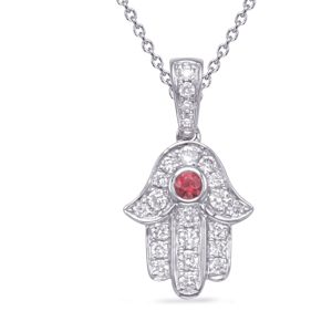 White Gold Diamond & Ruby Pendant White Gold Diamond & Ruby Pendant