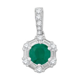 White Gold Diamond & Emerald Pendant White Gold Diamond & Emerald Pendant