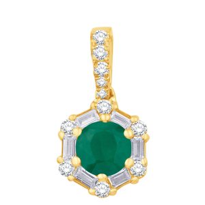 Yellow Gold Diamond & Emerald Pendant Yellow Gold Diamond & Emerald Pendant