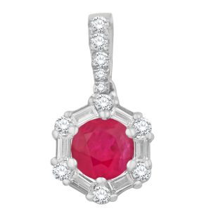 White Gold Diamond & Ruby Pendant White Gold Diamond & Ruby Pendant