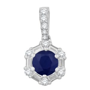White Gold Diamond & Sapphire Pendant White Gold Diamond & Sapphire Pendant